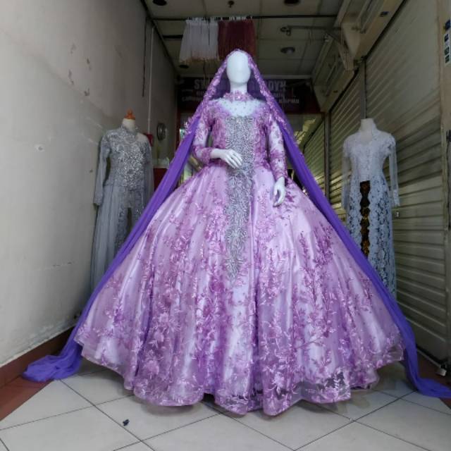 Detail Gaun Pengantin Ungu Lavender Nomer 27
