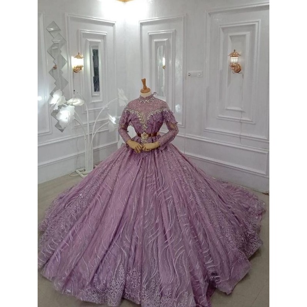 Detail Gaun Pengantin Ungu Lavender Nomer 31