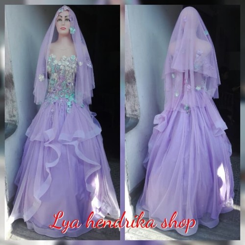 Detail Gaun Pengantin Ungu Lavender Nomer 37