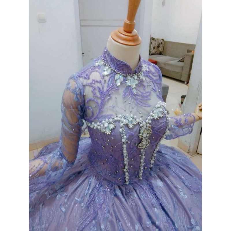 Detail Gaun Pengantin Ungu Lavender Nomer 43
