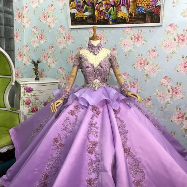 Detail Gaun Pengantin Ungu Lavender Nomer 47