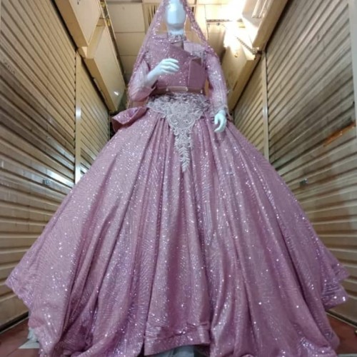 Detail Gaun Pengantin Ungu Lavender Nomer 49