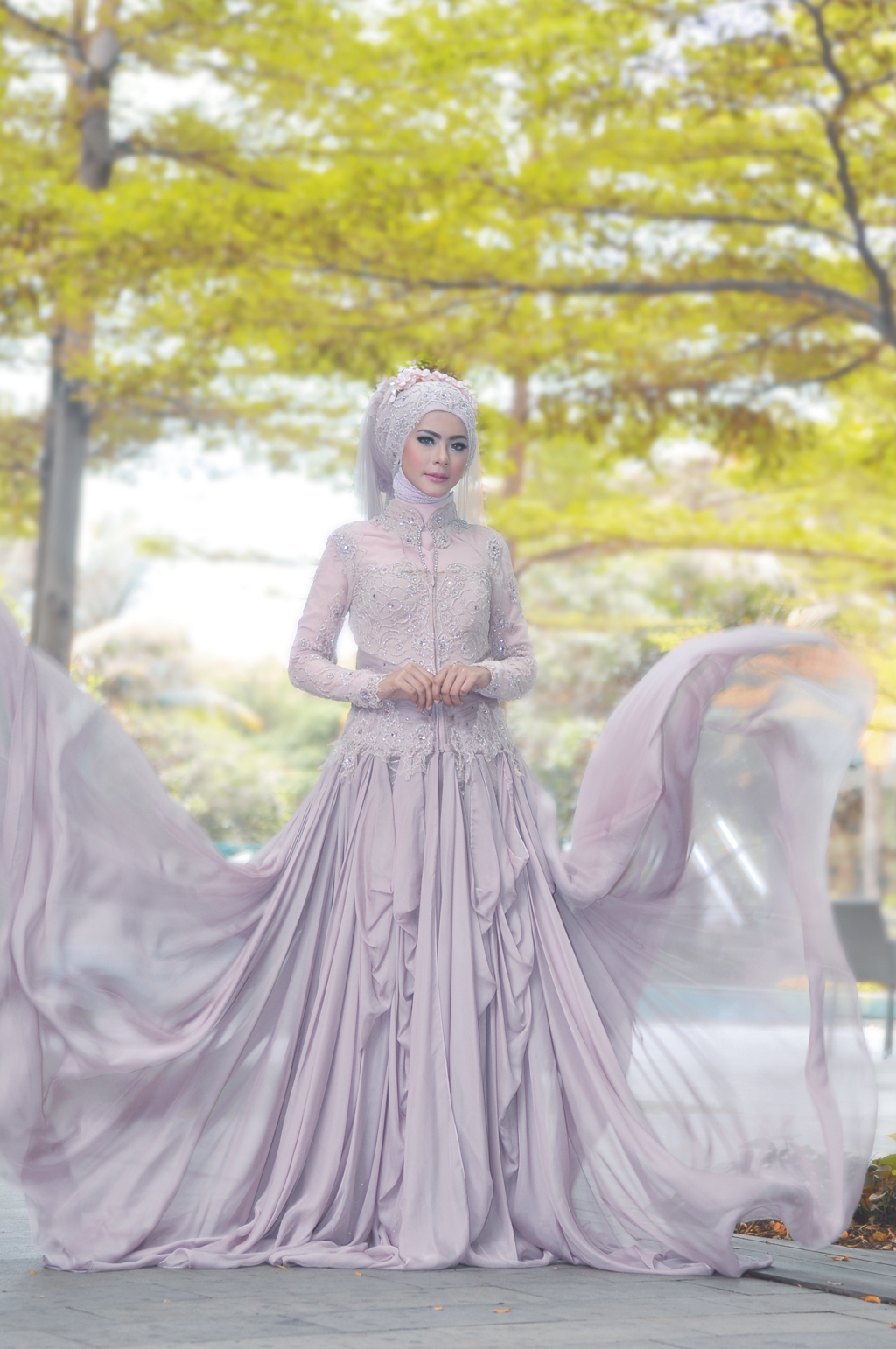 Detail Gaun Pengantin Ungu Lavender Nomer 53