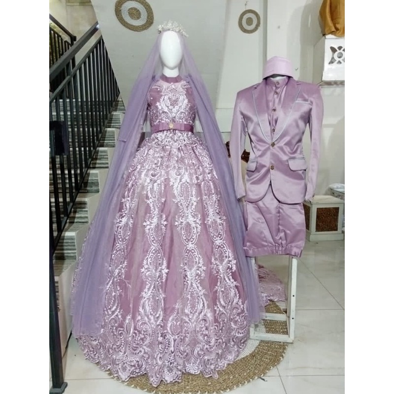 Detail Gaun Pengantin Ungu Lavender Nomer 8