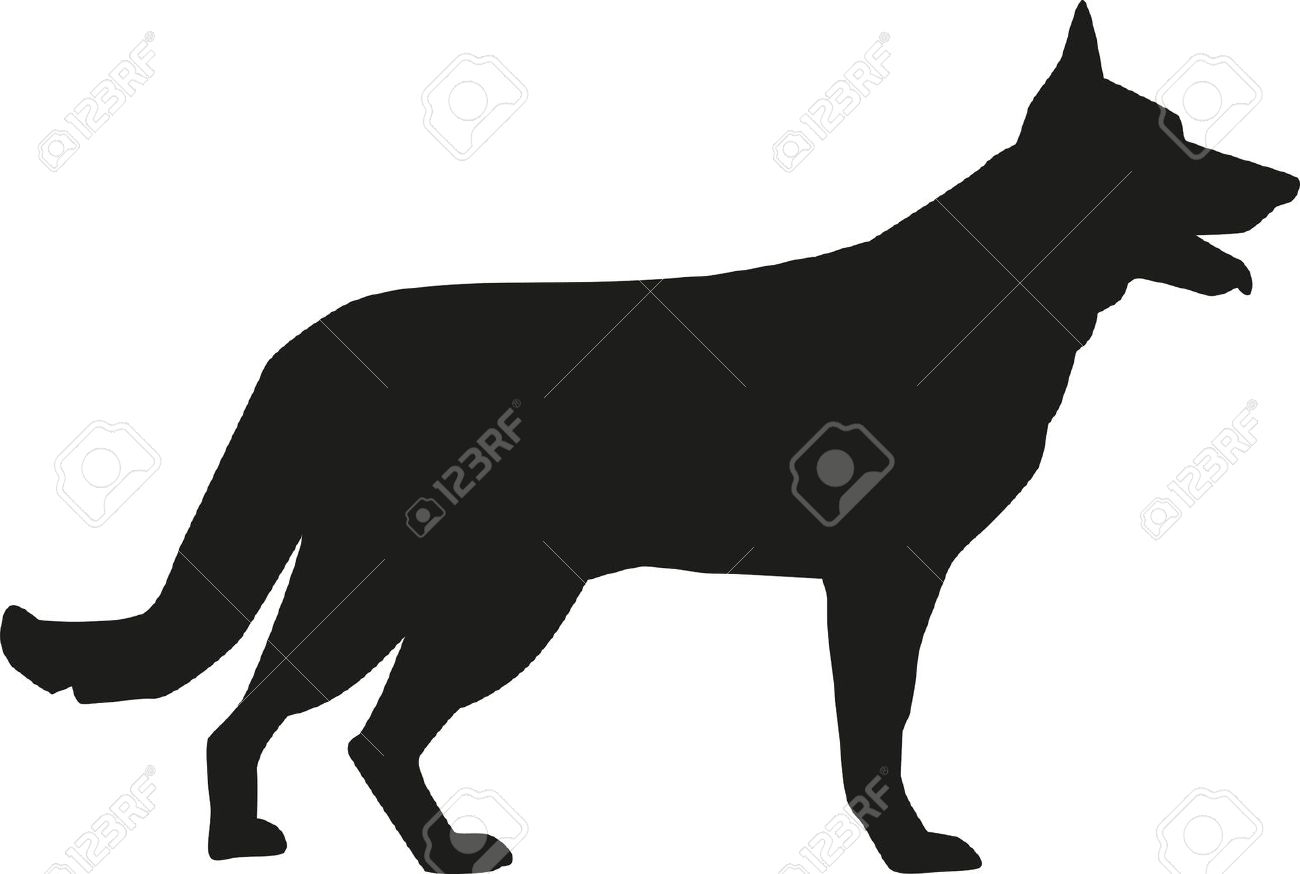 Detail German Shepherd Silhouette Vector Nomer 9