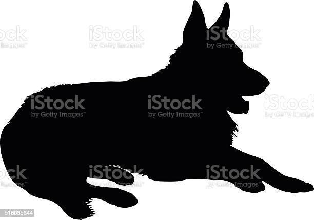 Detail German Shepherd Silhouette Vector Nomer 10