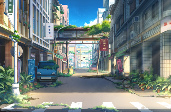 Detail Anime City Street Background Nomer 29