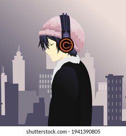 Detail Anime Cool Boy With Headphones Nomer 21