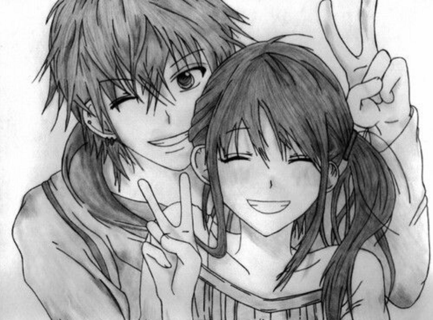 Detail Anime Couple Black And White Nomer 31