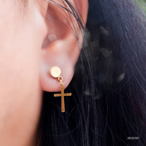 Detail Anting Salib Emas Nomer 23