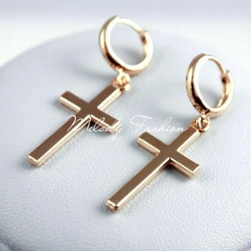 Detail Anting Salib Emas Nomer 24