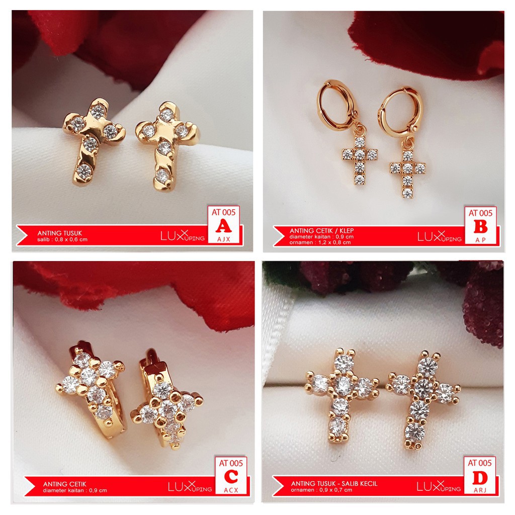 Detail Anting Salib Emas Nomer 29