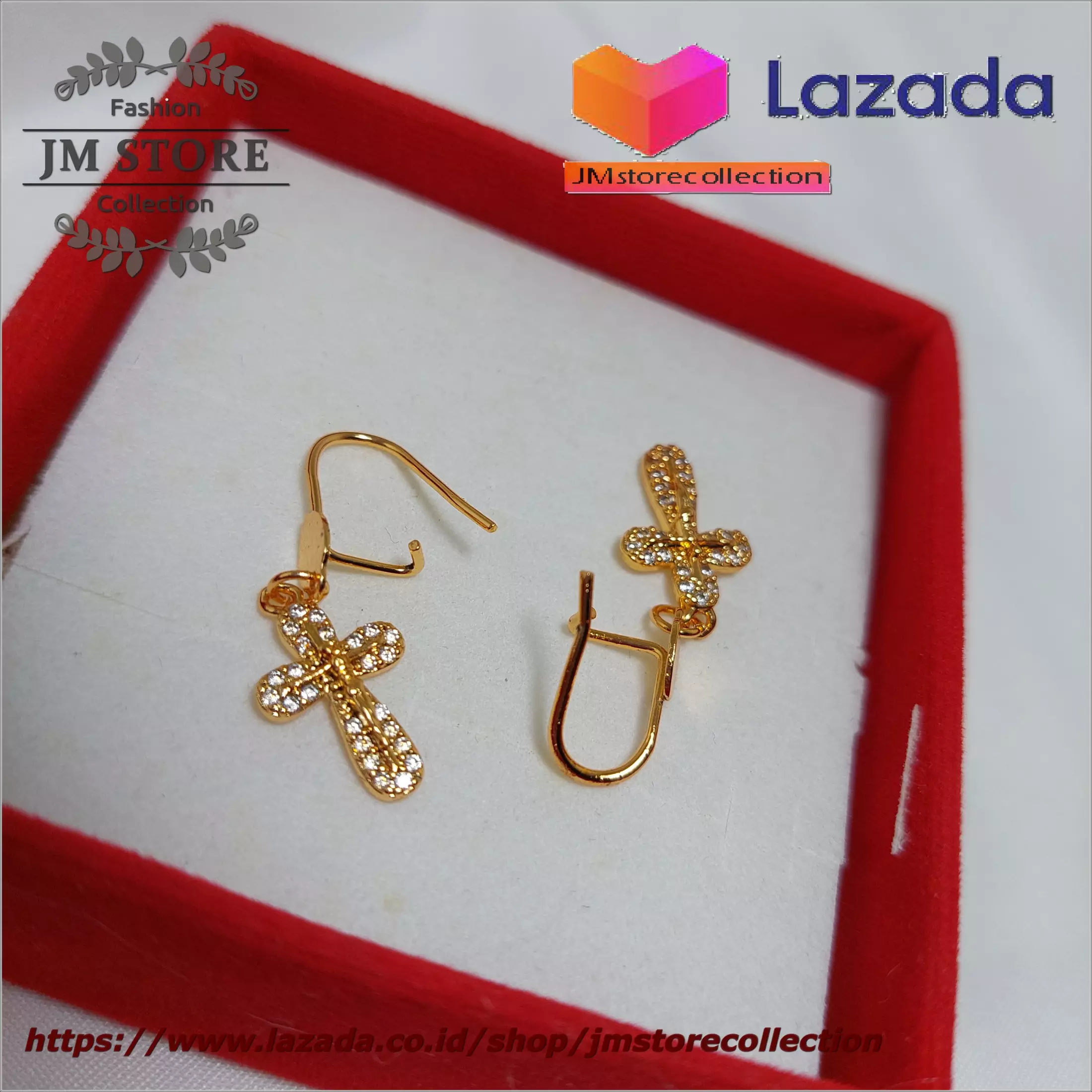 Detail Anting Salib Emas Nomer 38