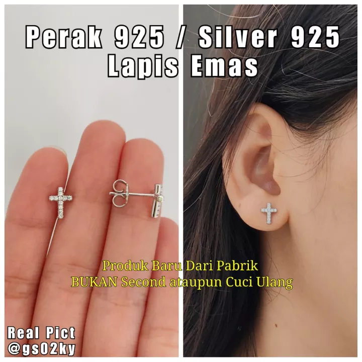 Detail Anting Salib Emas Nomer 40