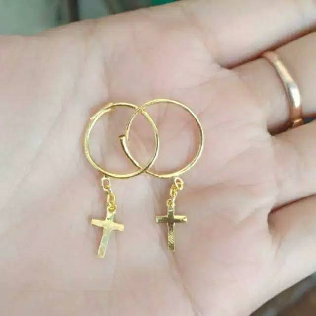 Detail Anting Salib Emas Nomer 55