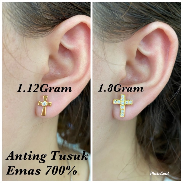 Detail Anting Salib Emas Nomer 7