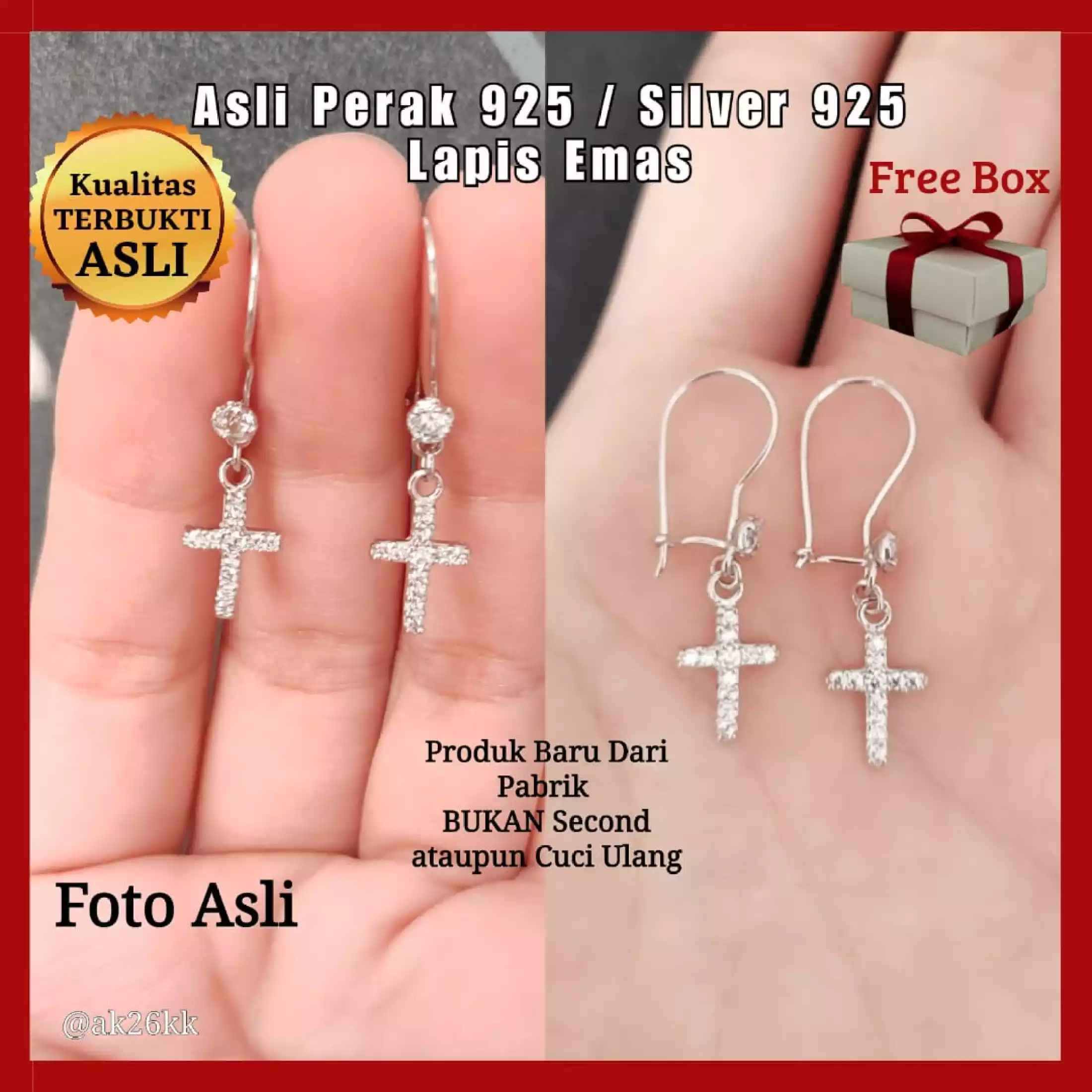 Detail Anting Salib Emas Putih Nomer 40