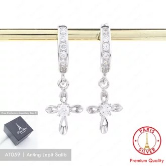 Detail Anting Salib Emas Putih Nomer 41