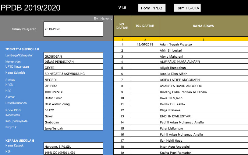 Detail Aplikasi Ppdb Excel 2019 Nomer 16