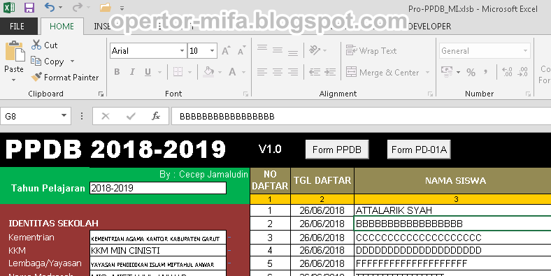 Detail Aplikasi Ppdb Excel 2019 Nomer 17