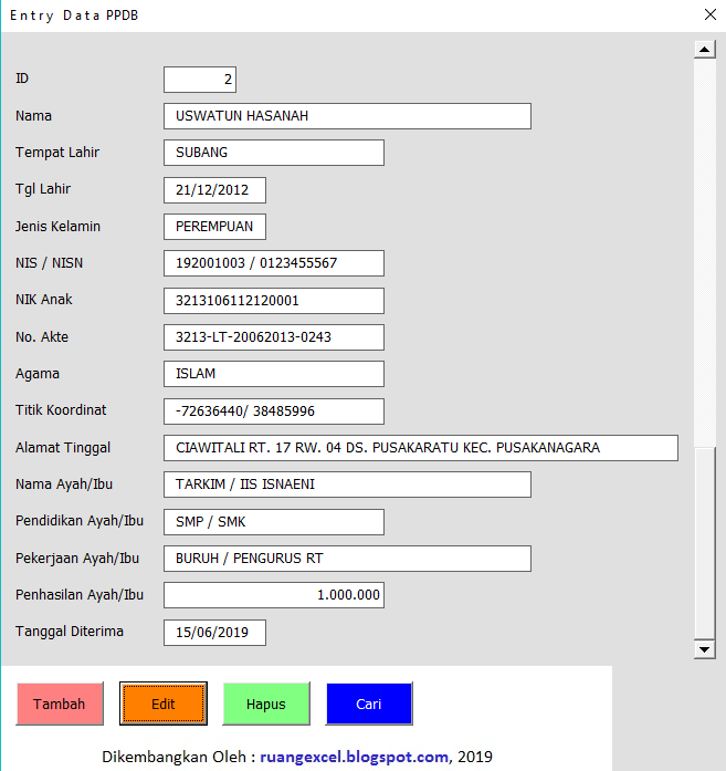 Detail Aplikasi Ppdb Excel 2019 Nomer 20