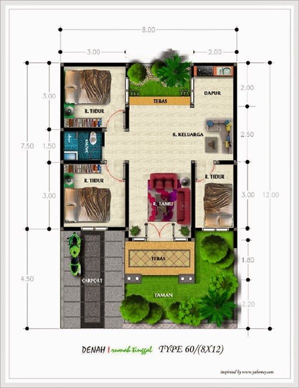 Detail Desain Denah Rumah Minimalis Nomer 15