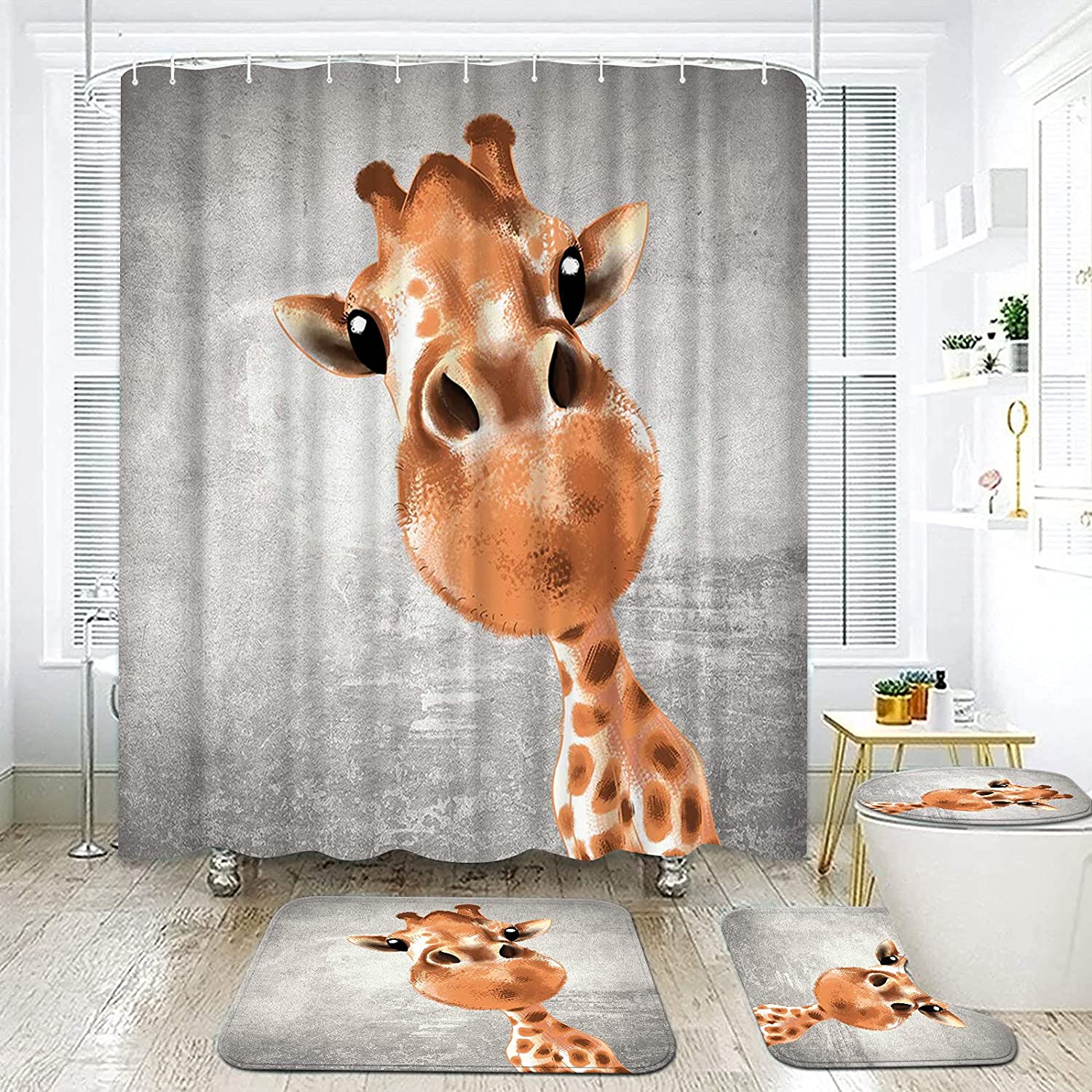 Detail Giraffe On Shark Shower Curtain Nomer 55