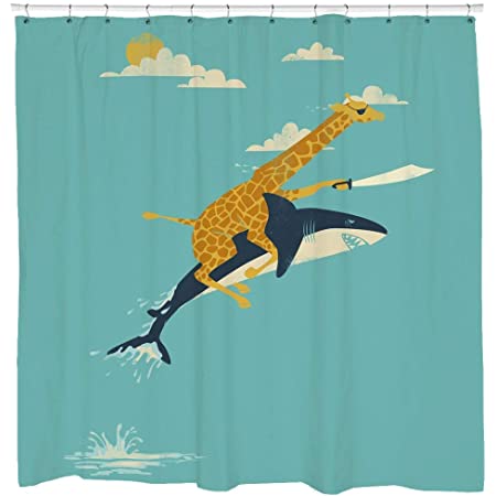 Detail Giraffe Riding Shark Shower Curtains Nomer 2