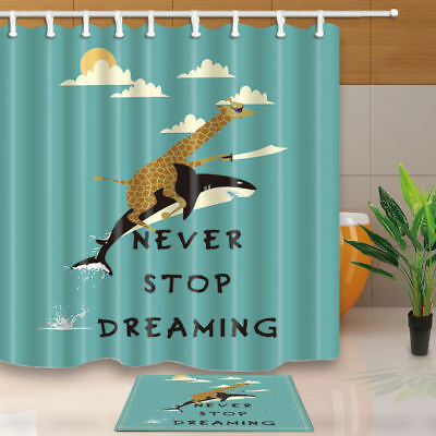 Detail Giraffe Riding Shark Shower Curtains Nomer 10