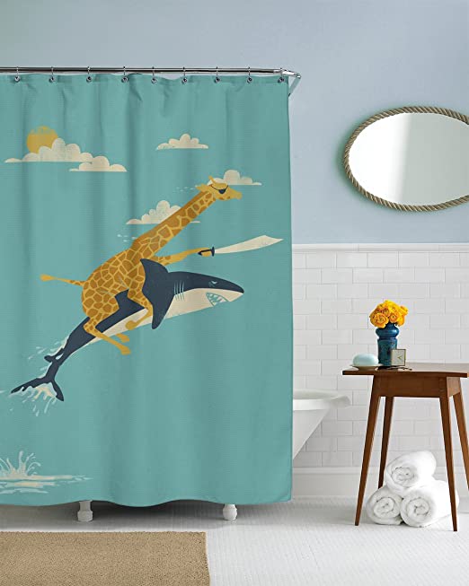 Detail Giraffe Riding Shark Shower Curtains Nomer 11