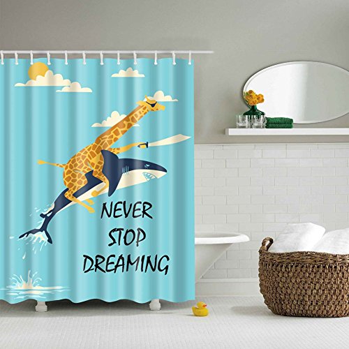 Detail Giraffe Riding Shark Shower Curtains Nomer 22