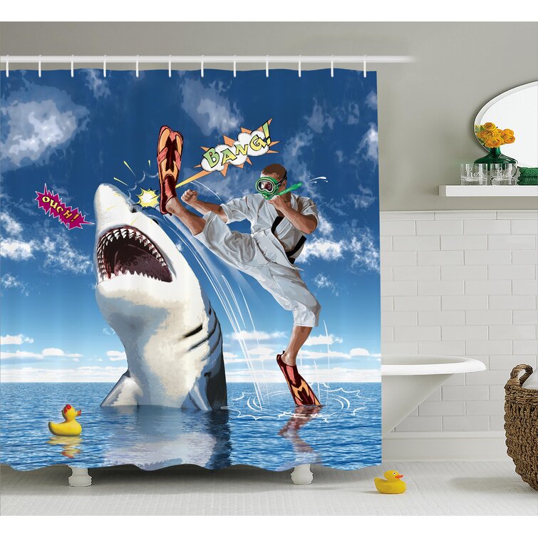 Detail Giraffe Riding Shark Shower Curtains Nomer 24