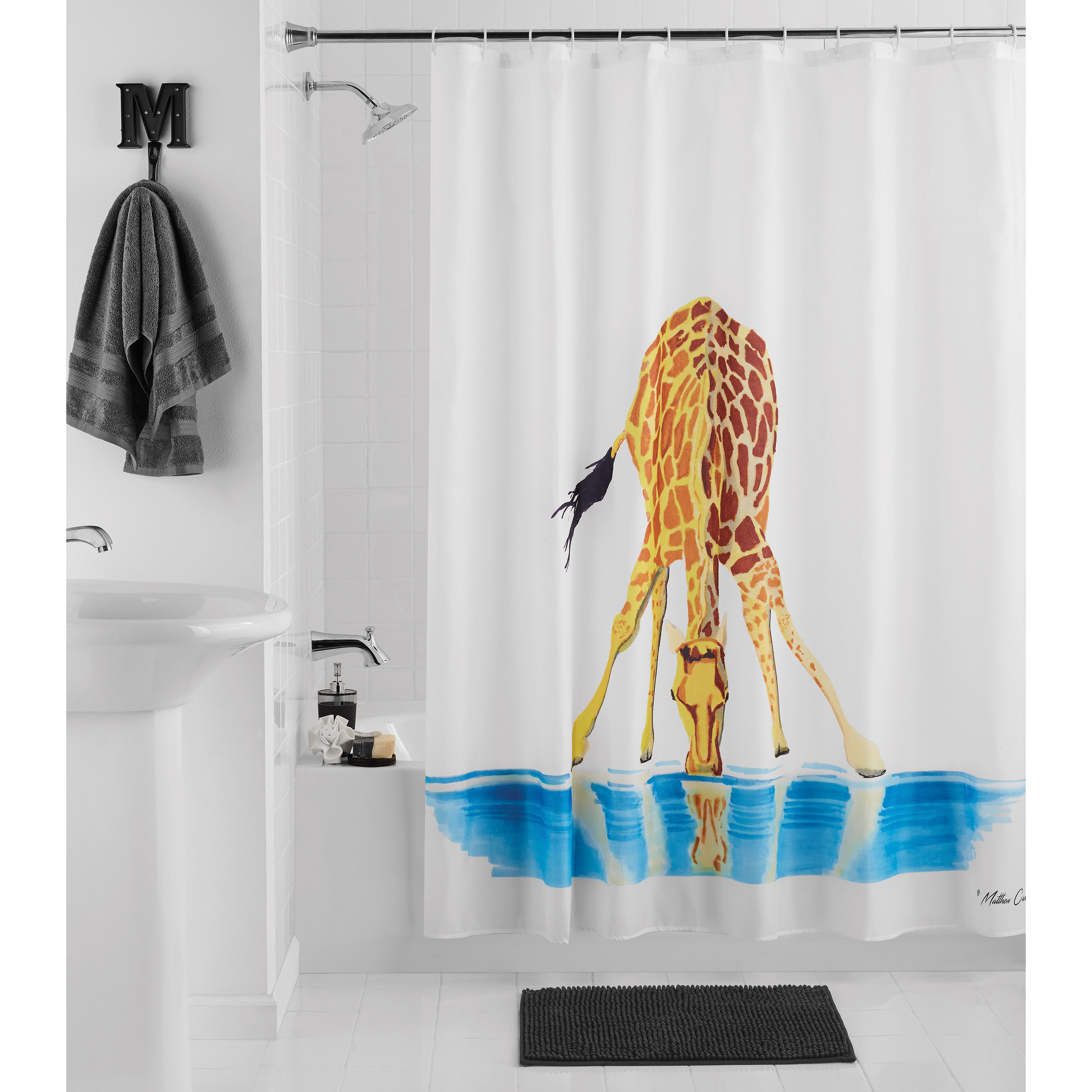 Detail Giraffe Riding Shark Shower Curtains Nomer 26