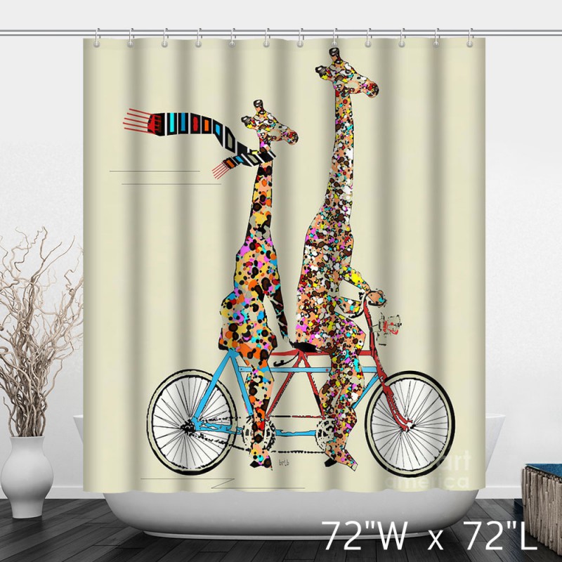Detail Giraffe Riding Shark Shower Curtains Nomer 35