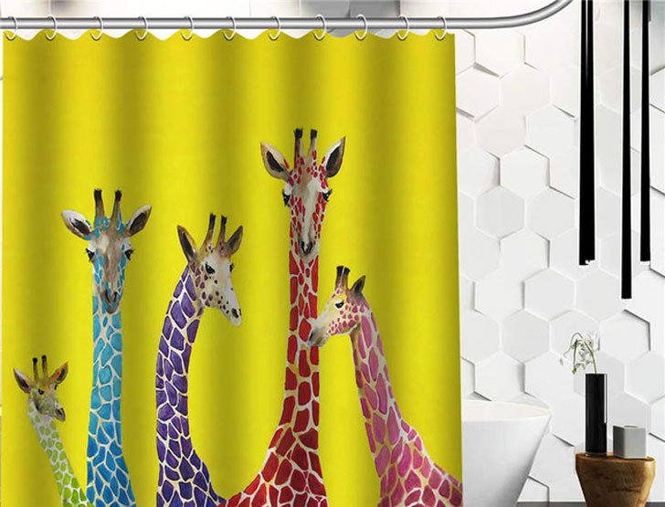 Detail Giraffe Riding Shark Shower Curtains Nomer 54