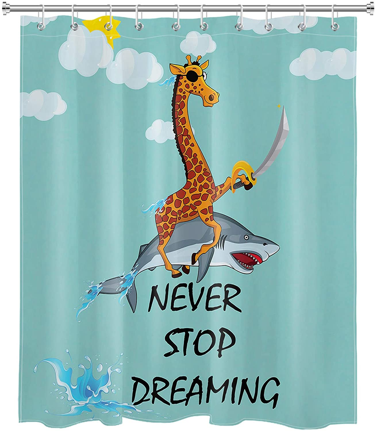 Detail Giraffe Riding Shark Shower Curtains Nomer 7