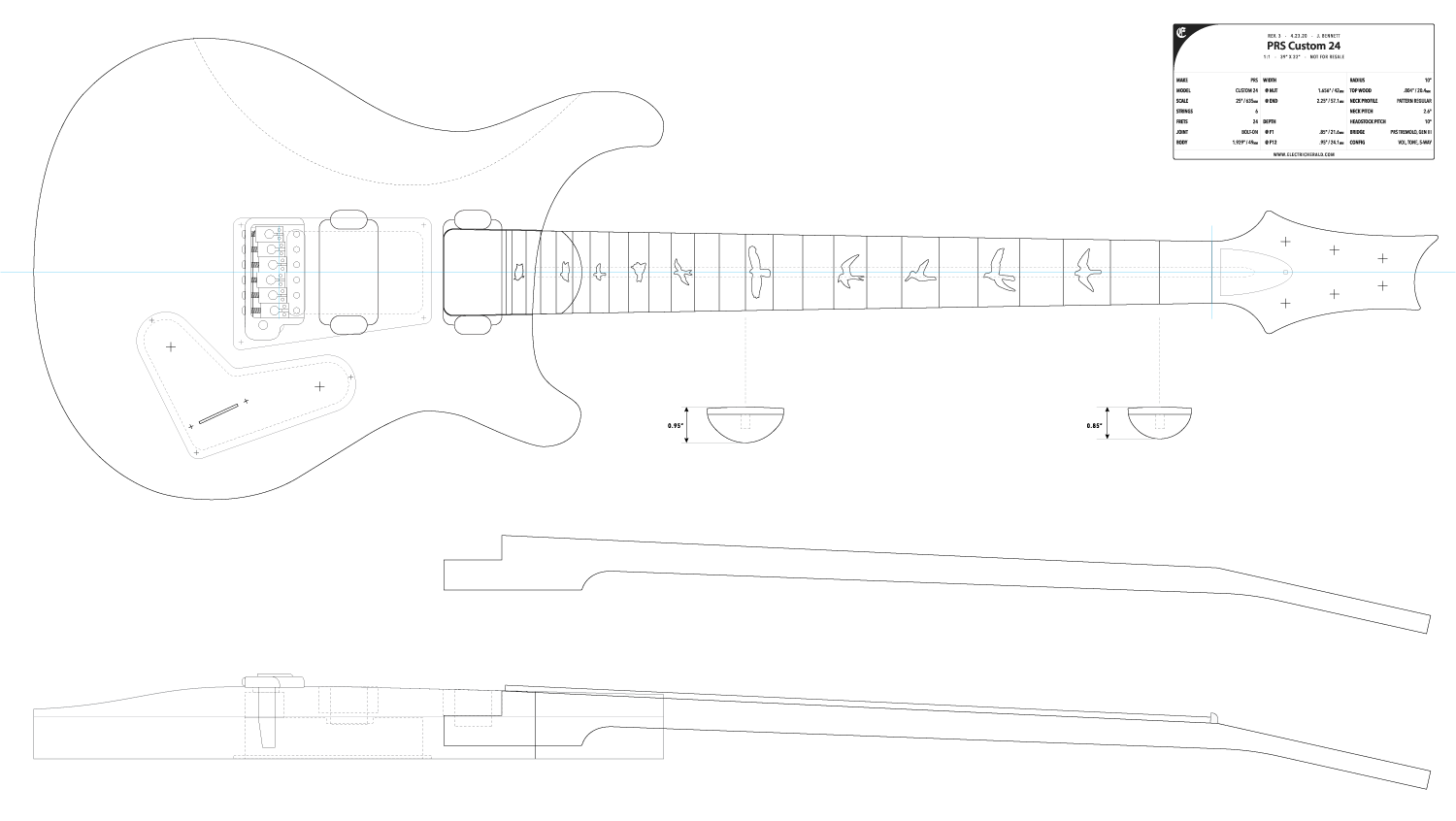 Detail Gitar Prs Custom Nomer 55