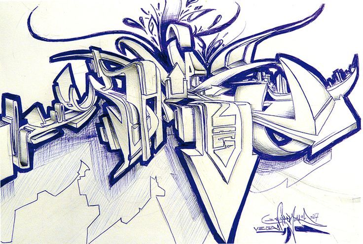 Detail 3d Graffiti Sketch Nomer 12