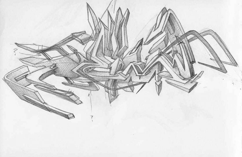 Detail 3d Graffiti Sketch Nomer 18