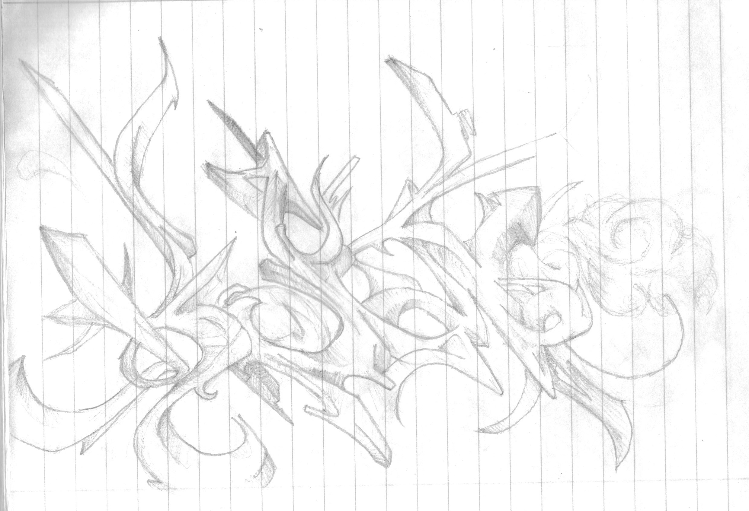 Detail 3d Graffiti Sketch Nomer 23