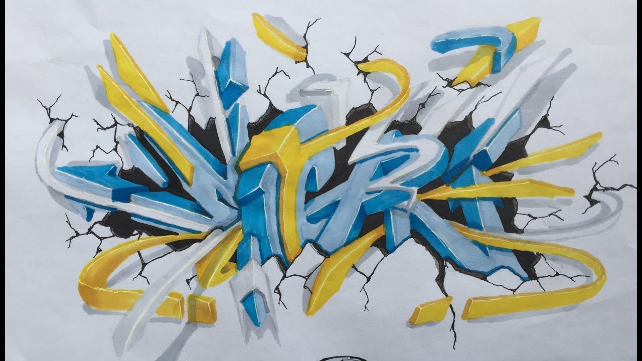 Detail 3d Graffiti Sketch Nomer 4