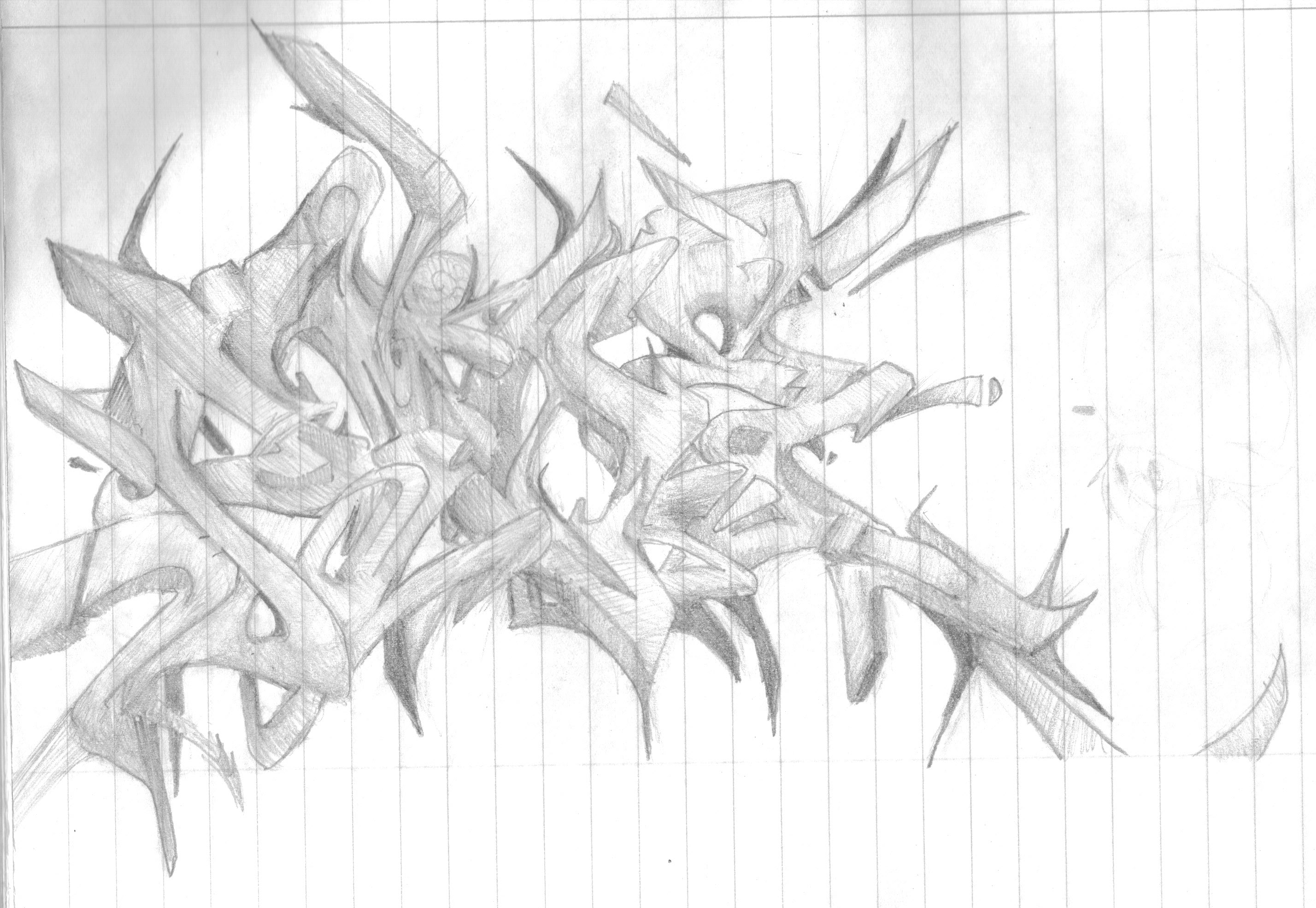 Detail 3d Graffiti Sketch Nomer 10