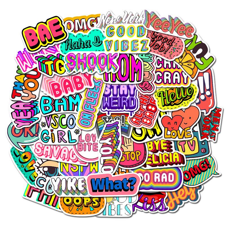 Detail 50pcs Colorful Random Sticker Mixed Graffiti Nomer 8