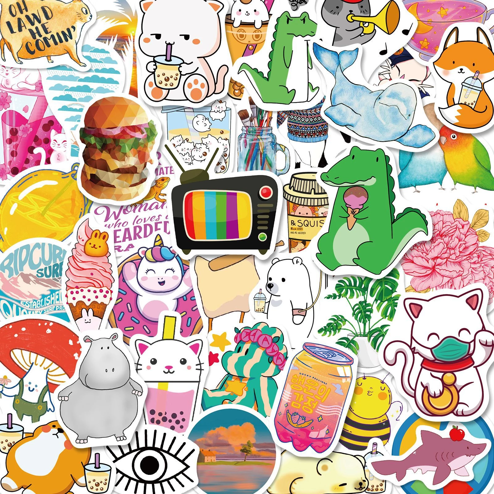 Detail 50pcs Colorful Random Sticker Mixed Graffiti Walpaper Nomer 2