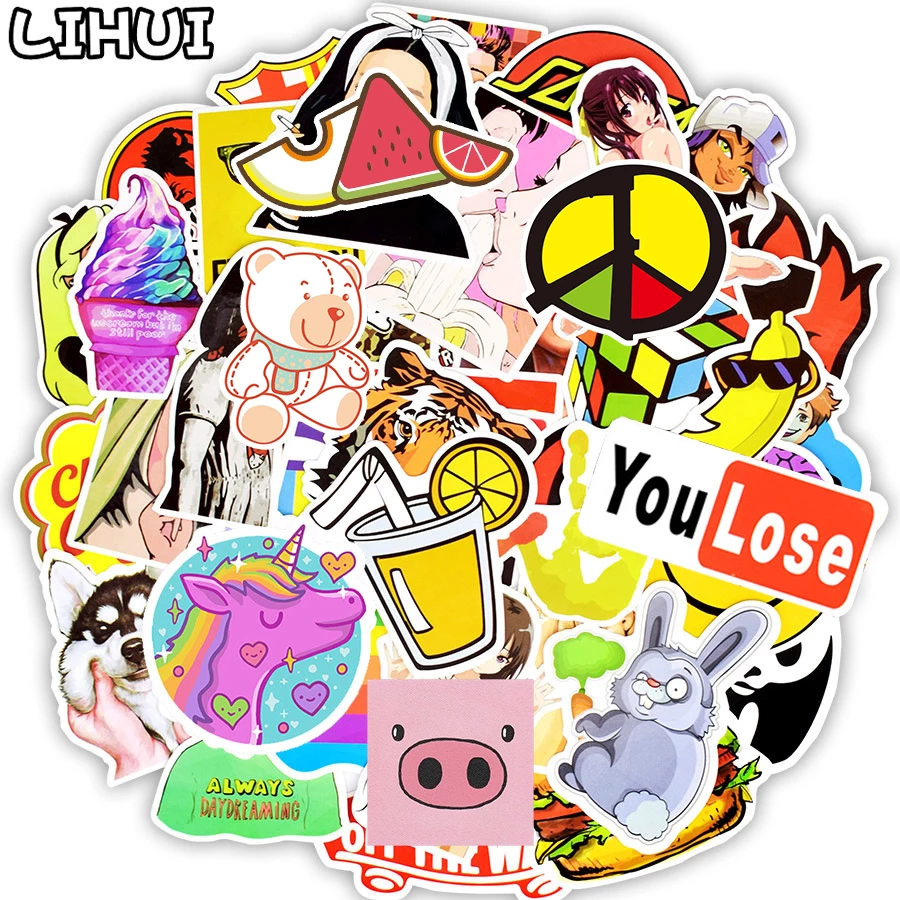 Detail 50pcs Colorful Random Sticker Mixed Graffiti Walpaper Nomer 16