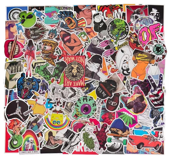 Detail 50pcs Colorful Random Sticker Mixed Graffiti Walpaper Nomer 36