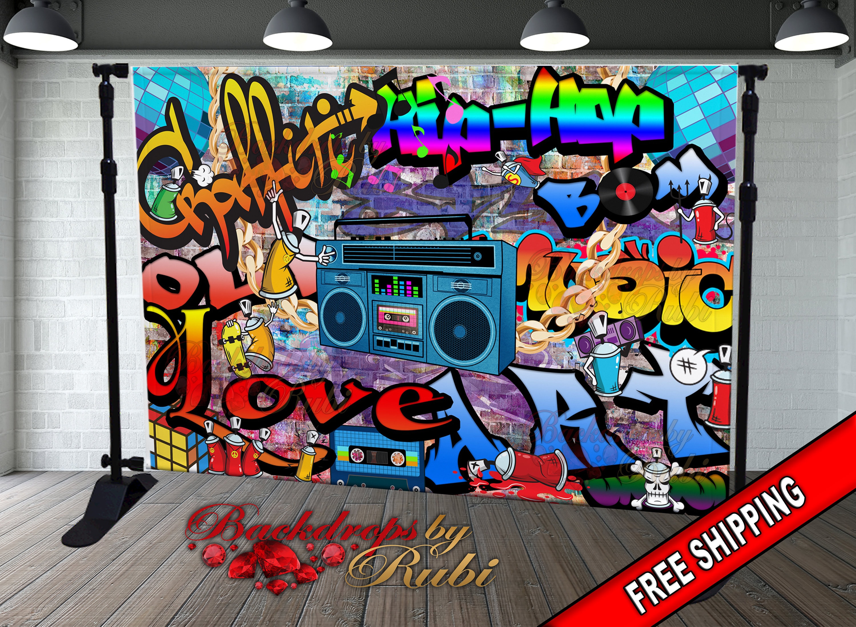 Download 80s Graffiti Backdrop Nomer 31