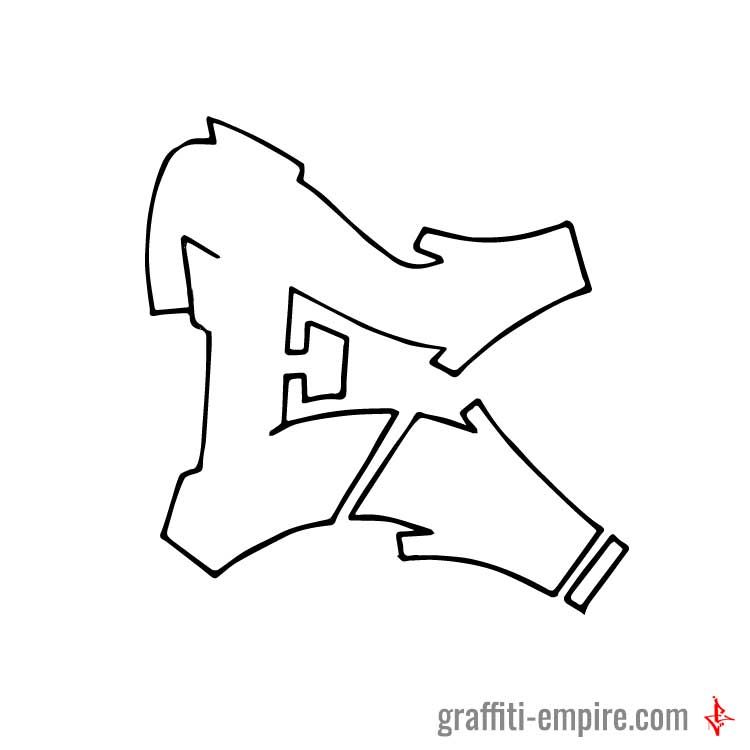 Detail Abjad Graffiti E Nomer 6
