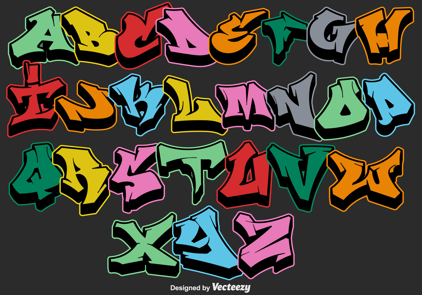 Detail Alphabet Graffiti 3d Abc Nomer 39