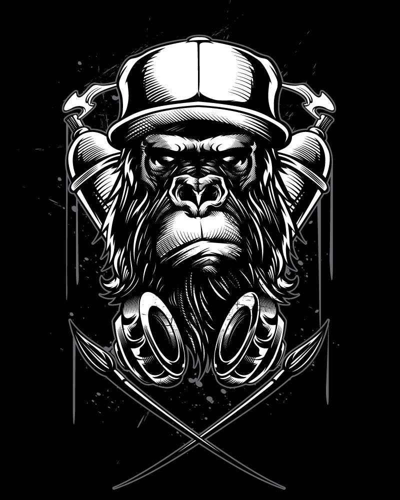 Detail Artwork Vector Graffiti Monkey Nomer 8